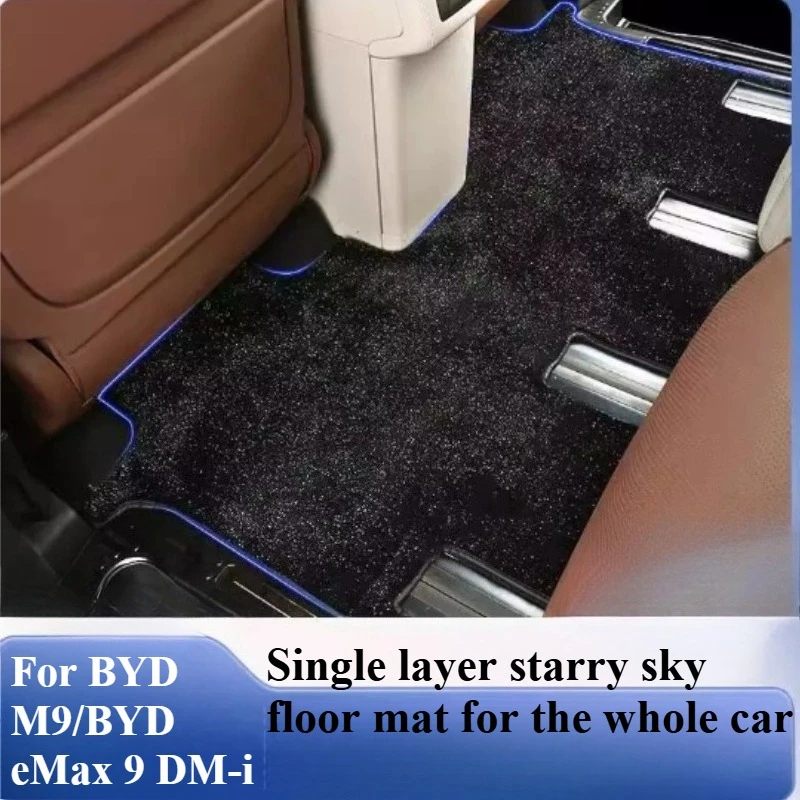 For BYD M9 EMax 9 DM-i Car Floor Mat Single-layer Starry Velvet Blanket Anti Fouling Wear-resistant Durable Foot Pad Accessories