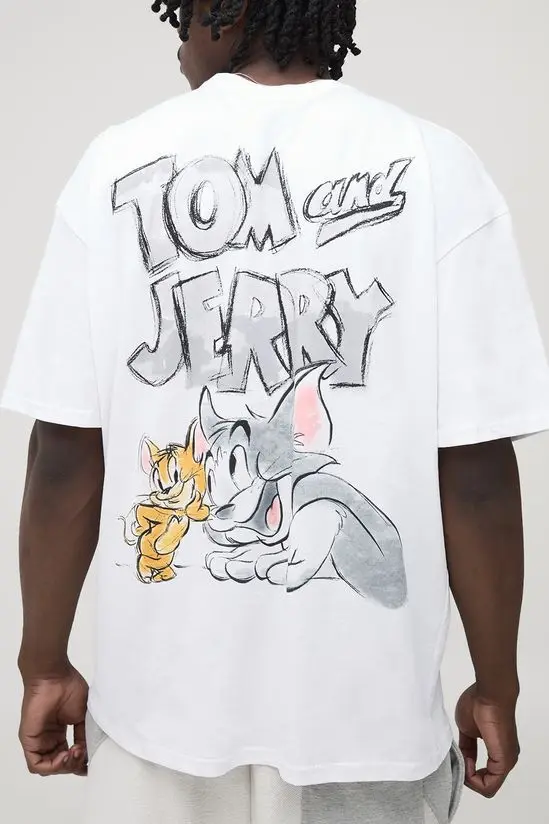 

Tom and Jerry Cartoon Character Graphic Printing Summer Autumn Winter Cotton Men's and Women's T-shirt Short Sleeve Luxury