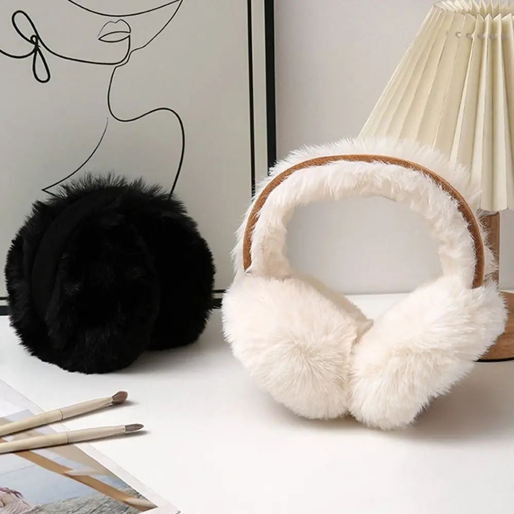 Fashion Warm Plush Ear Muffs Foldable Thicken Solid Color Earmuffs Soft Cold Protection Earflap Winter