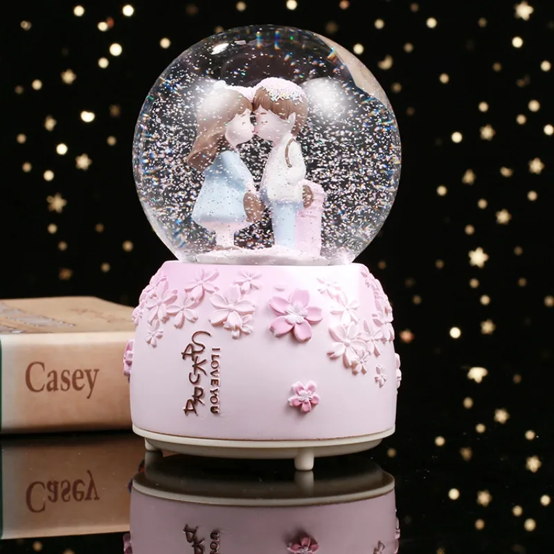 Couples Snow Globe Music Box 6