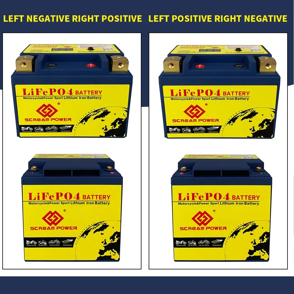 12V Motorcycle Battery LiFePO4 Start Batteries Built in BMS 8Ah 12Ah CCA 180A 420A 520A 620A Lithium Iron Phosphate For ATV UTV