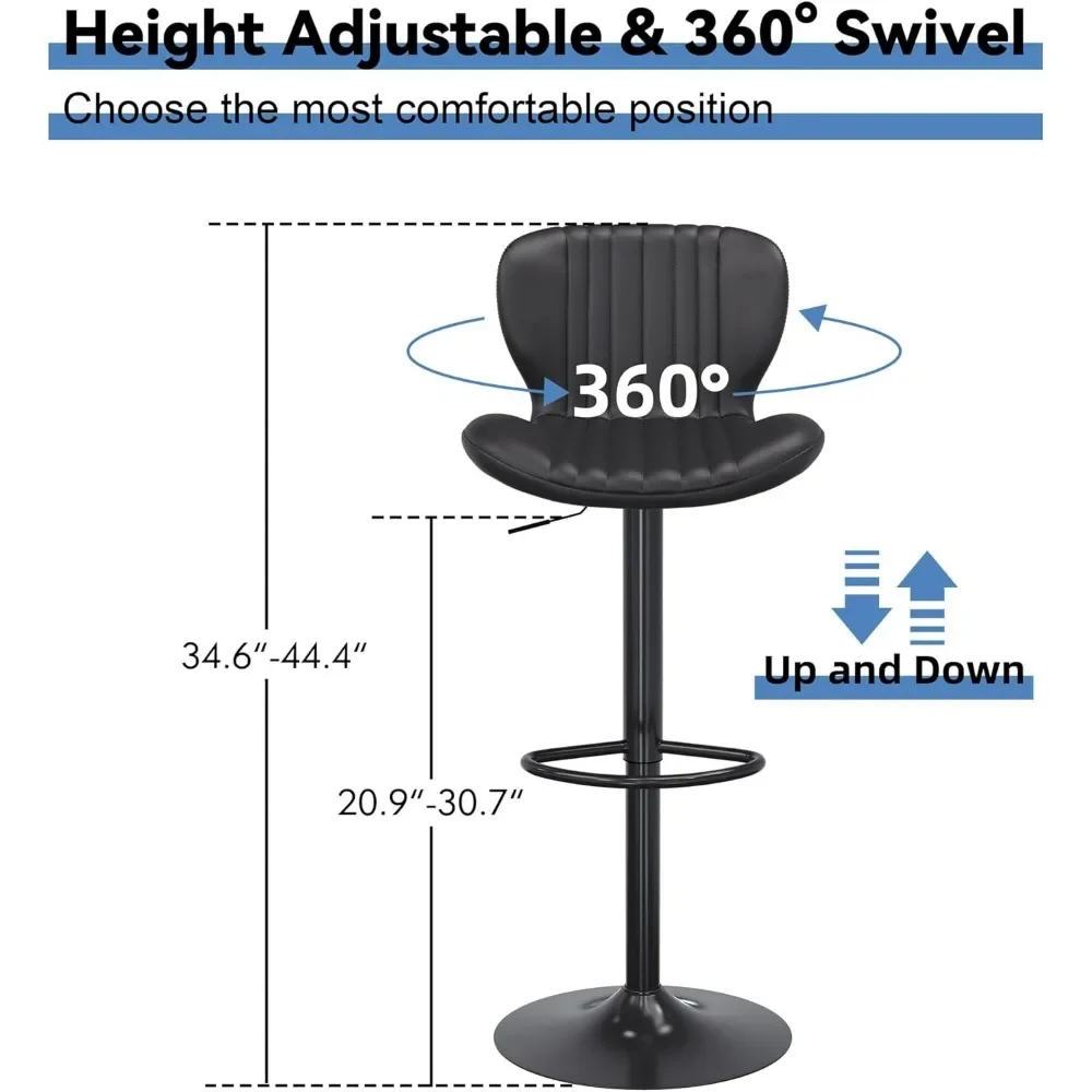 Sgabelli da Bar Set di 2, sgabelli da Bar regolabili in pelle altezza bancone sgabelli da Bar moderni