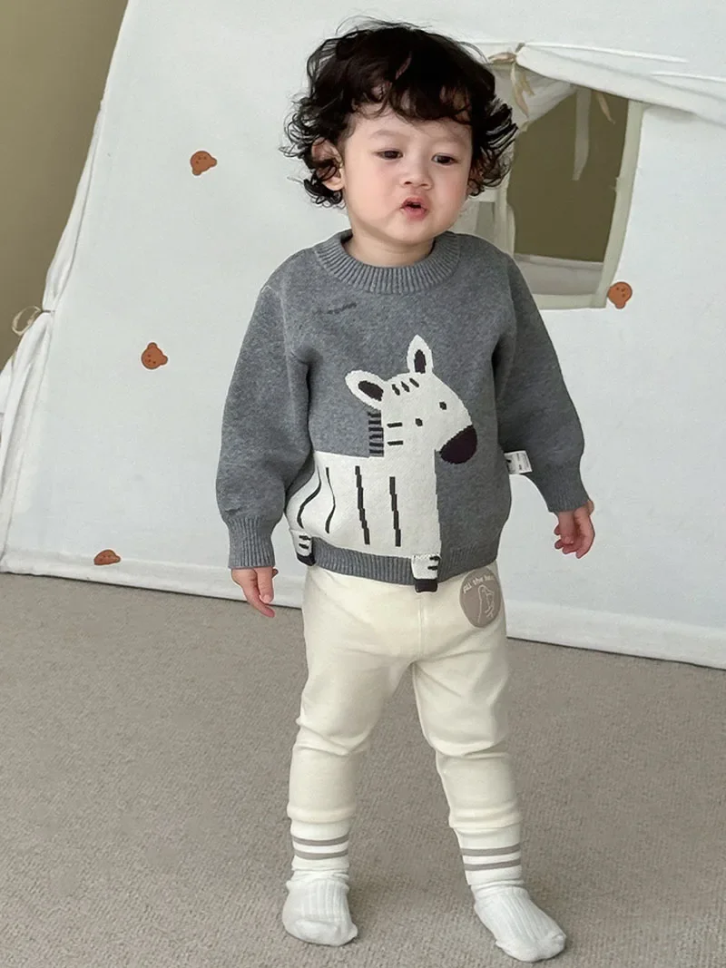 MILANCEL New Autumn Kid Sweater 9M-5T Cartoon Bear Cat Girls Pullover Loose Korean Children Knitwear Baby Patch Leggings
