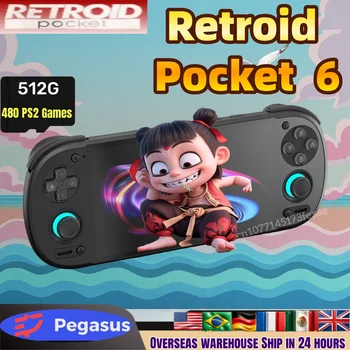 Retroid Pocket 6 Konsola do gier Android z czujnikami Halla, 8GEN2, ekran AMOLED 5,5 cala 1080P 120Hz, konsola przenośna z baterią 6000mAh