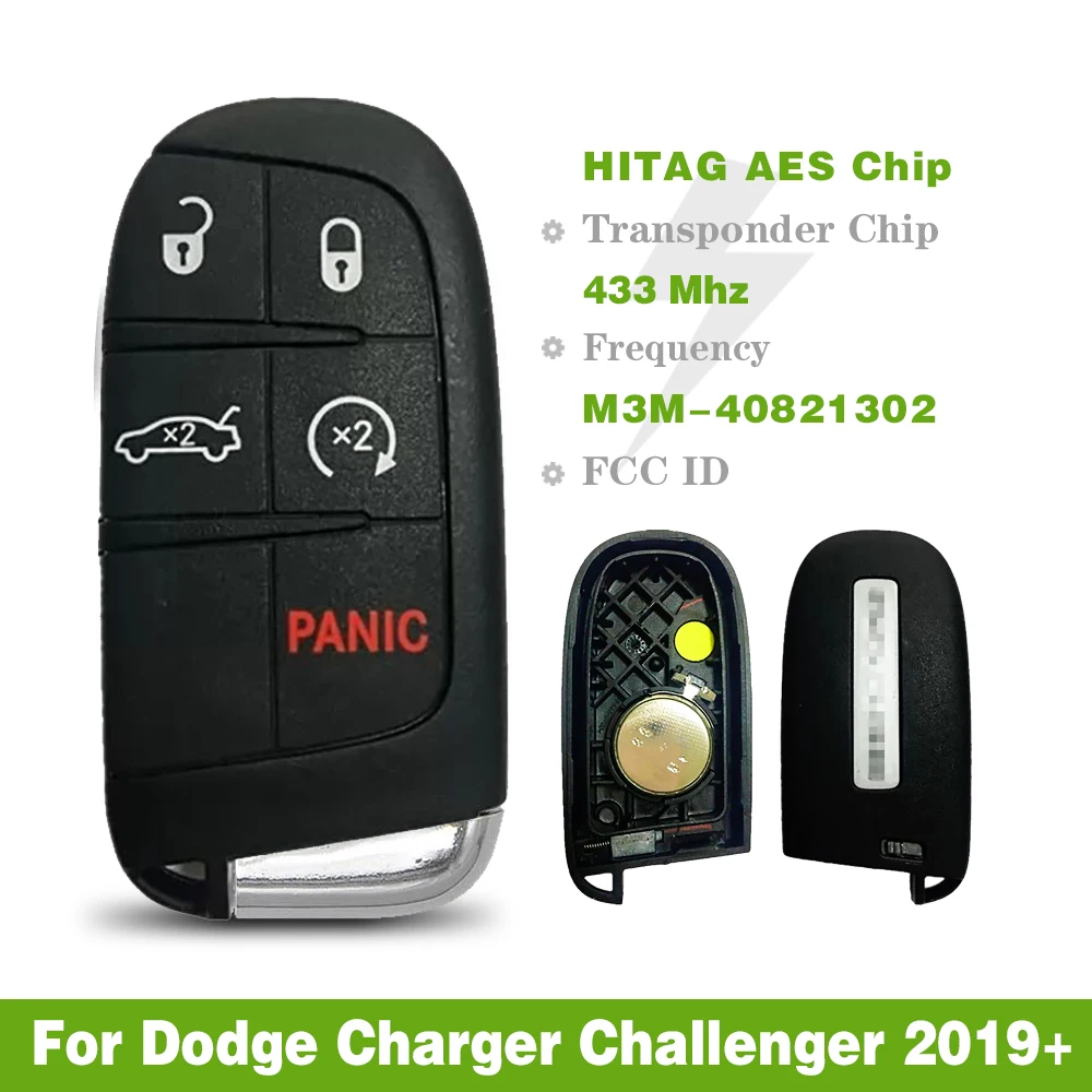 Aftermarket P/N: M3M-40821302, 68394195AA 4A Chip Smart Key For Dodge Charger Challenger 2019+ Car Remote Control 433Mhz