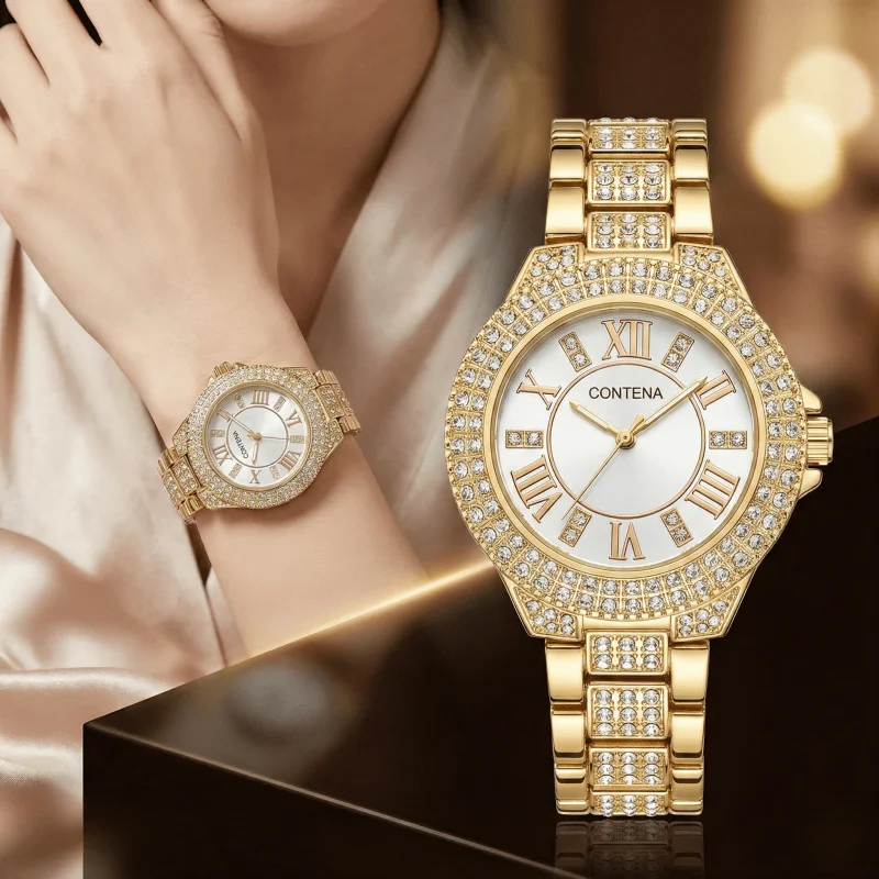

Роскошные женские кварцевые наручные часы, модные женские часы со стразами, элегантные стальные часы с бриллиантами для женщин, часы-подарок, Reloj Mujer
