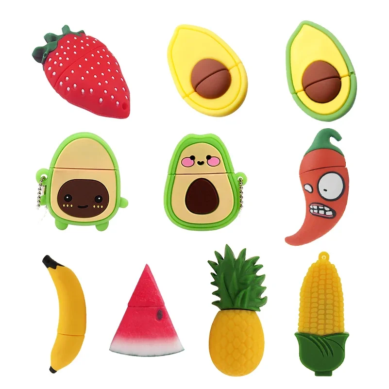 Watermelon Strawberry Banana Pineapple Cartoon USB 2.0 Flash Drives 128GB Memory Stick 64GB 32GB Pendrive 8GB 4GB U Disk Gift