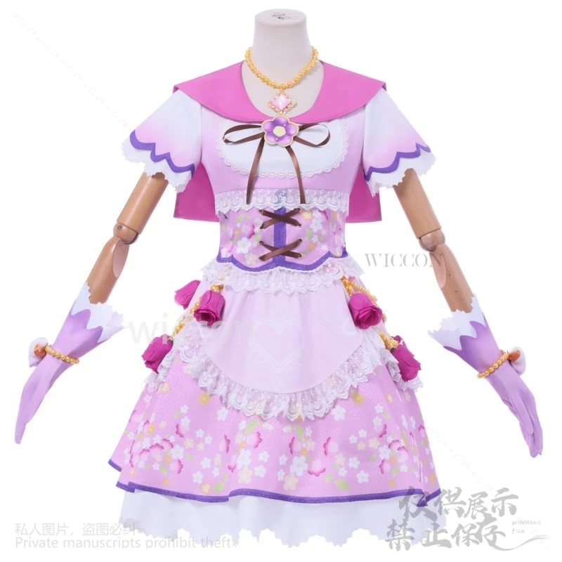 星宮いちごアニメ Jirai Kei Aikatsu かわいいコスプレ衣装アイドルピンクパープルドレス花ロリータ女の子日本カスタマイズ