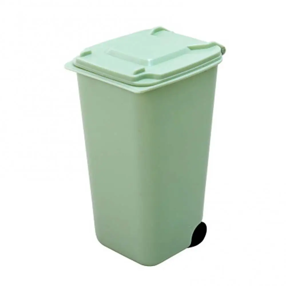 Mini Wheelie Trash Can Storage Bin Desktop Organizer Pen Pencil Cup Creative