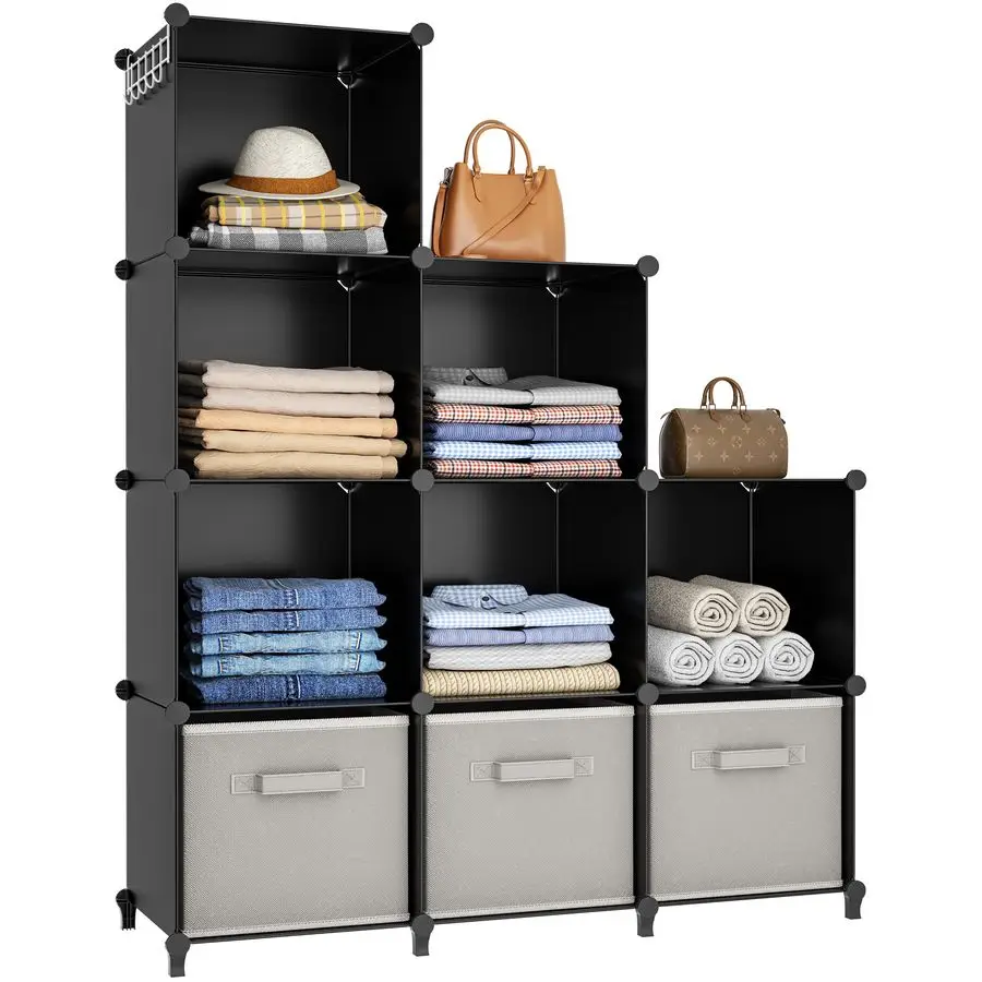 

Closet Organizers and Storage, 9 Cube Storage Organizer, Portable Closet Organizer Cubes Shelves for Clothes, Bedroom, Kids Room