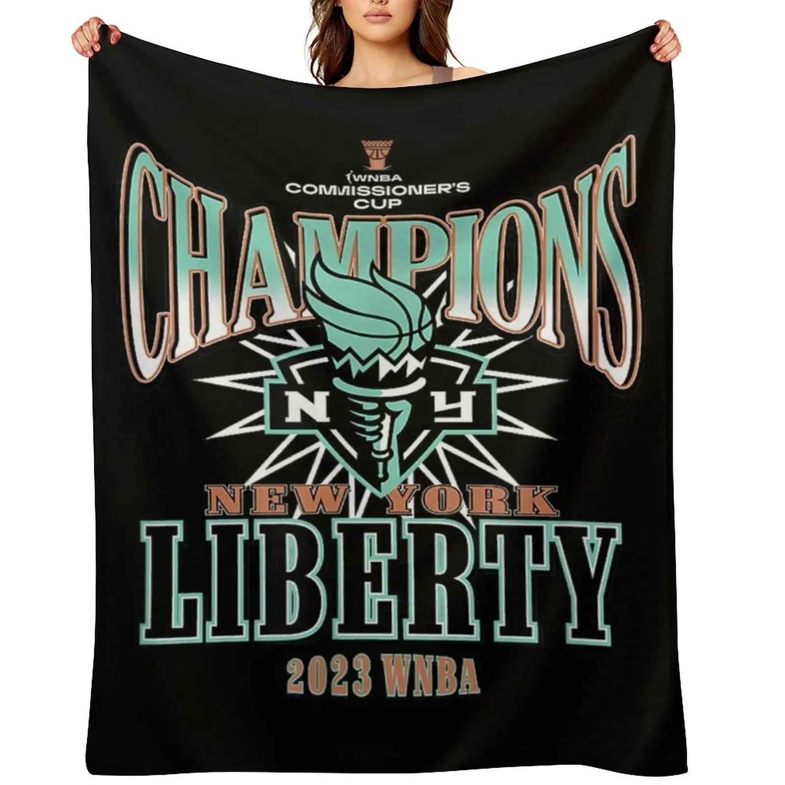 

New York Liberty Commissioner's Cup Champions Leaderboard Throw Blanket Softest wednesday Retros Soft Beds Blankets