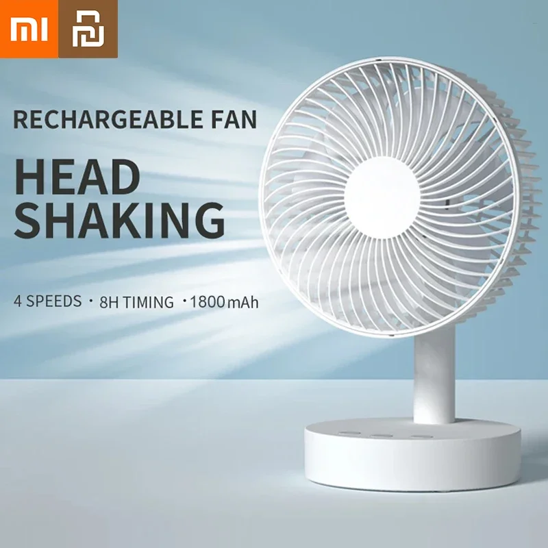 Xiaomi Youpin-Ventilateur de bureau à 4 vitesses réglables, oscillant, 1800mAh, aste par USB, fonctionnement silencieux