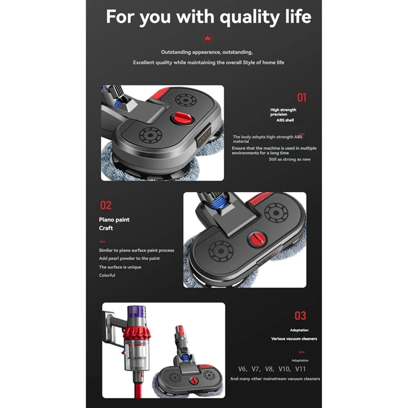 A44F-Electric Floor Mop Head For Dyson V7 V8 V10 V11 Vacuum Cleaner Parts Wet And Dry Spray Brush Head With Switch Lock