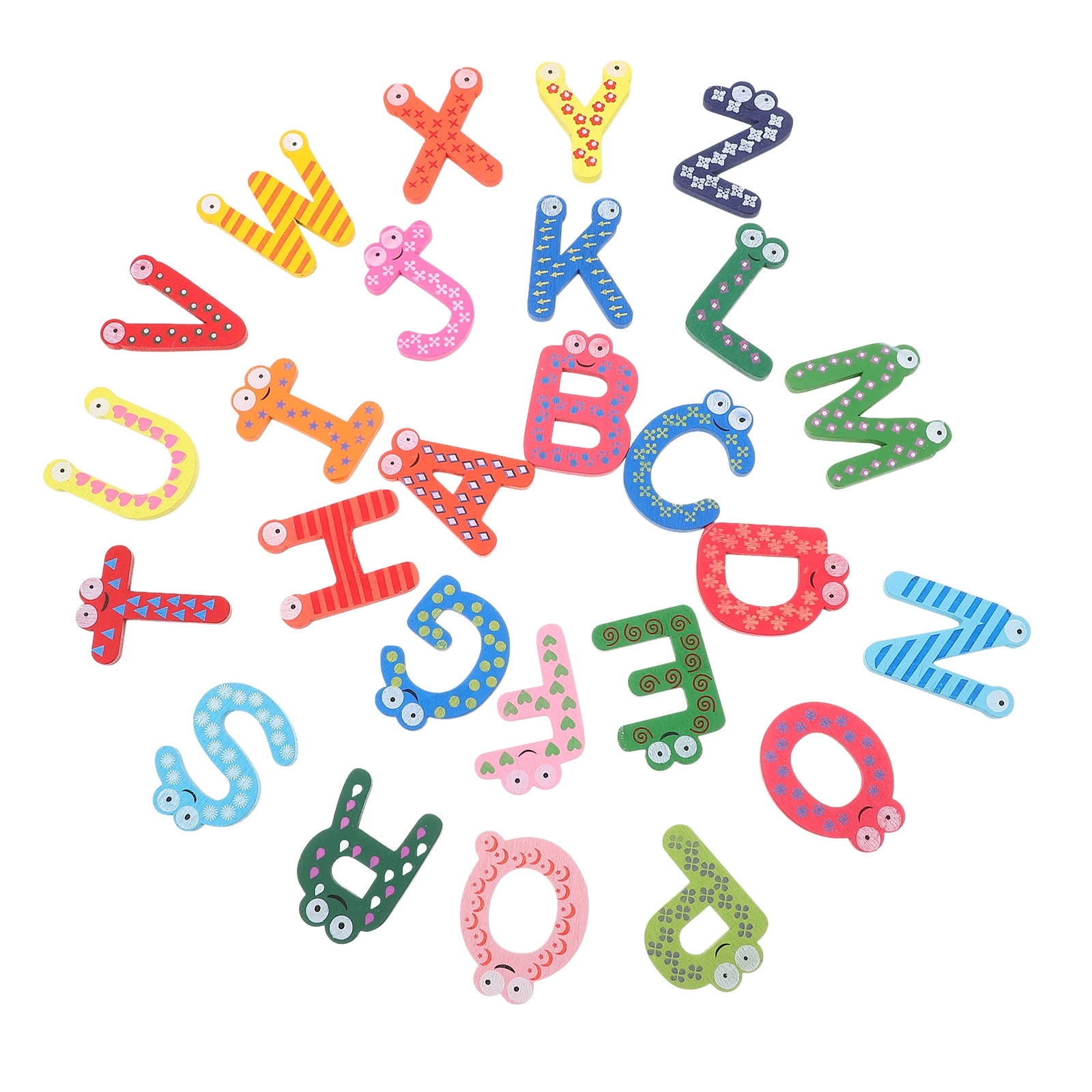 Lettres magnétiques de l'alphabet en bois, 26 pièces, aimants colorés de dessin animé A-Z pour réfrigérateur, tableau blanc, lettres décoratives d'apprentissage précoce