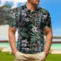 New Men's Polo Shirt Personality Graphic Print Men Clothing Casual Short Sleeved Loose Oversized Shirt Street Fashion Tops Tees