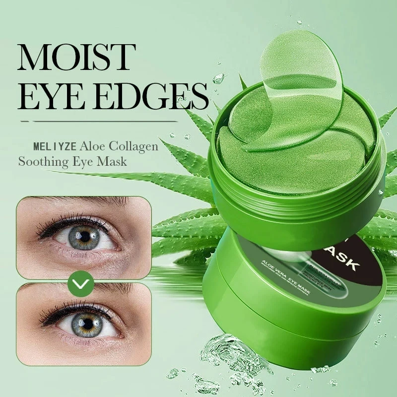 60pcs Mascarilla de Ojos de Colágeno y Aloe Vera, Anti-Ojeras, Elimina Bolsas en los Ojos, Hidratante, Reafirmante, Parches para el Cuidado de la Piel de los Ojos