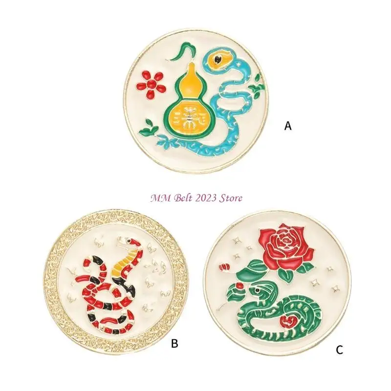 

49ME 2025 Snake Year Cultural Brooch Snake Jewelry Lapel Pin for Daily Formal Outfit