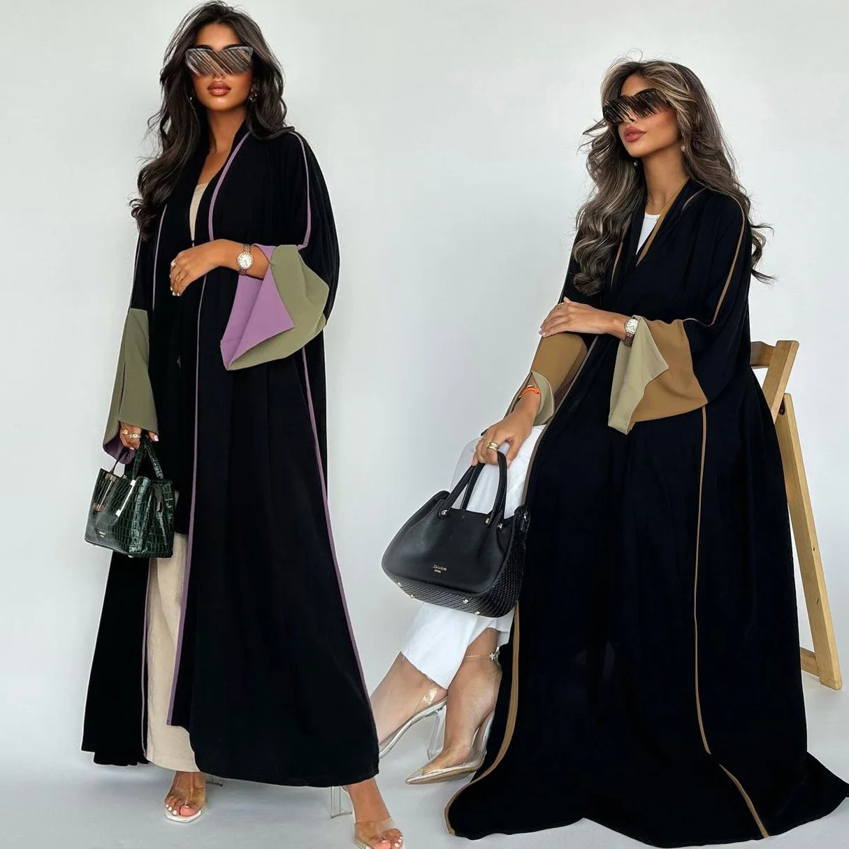 Patchwork Dubai Abaya for Muslim Women, Slit Cuffs, Islamic Clothing, Gulf Abayas, Hijabi Outwear, Turkish Outfit, Ramadan Eid