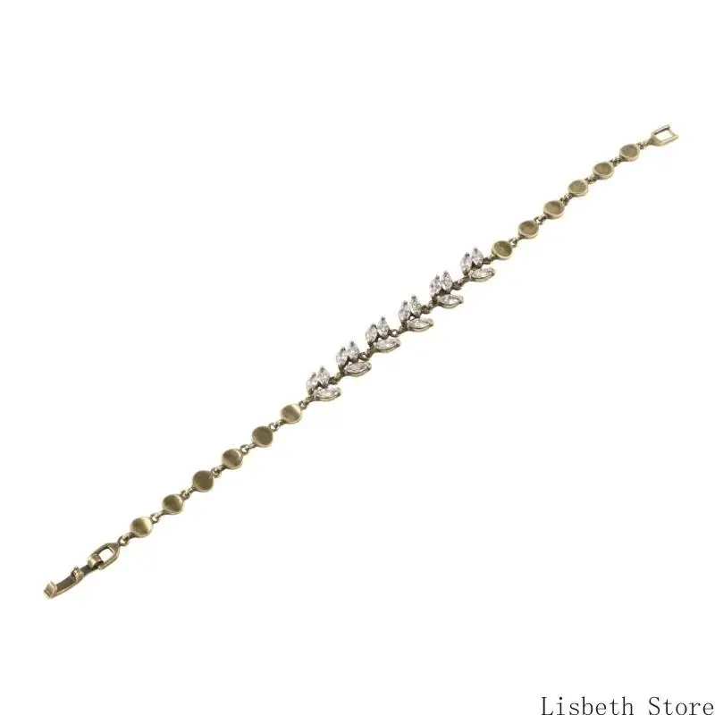 

Elegant Sturdy Alloy Bracelet with Antique Silver Rhinestones and Brass Designs Portable Accessory for Everyday Wear