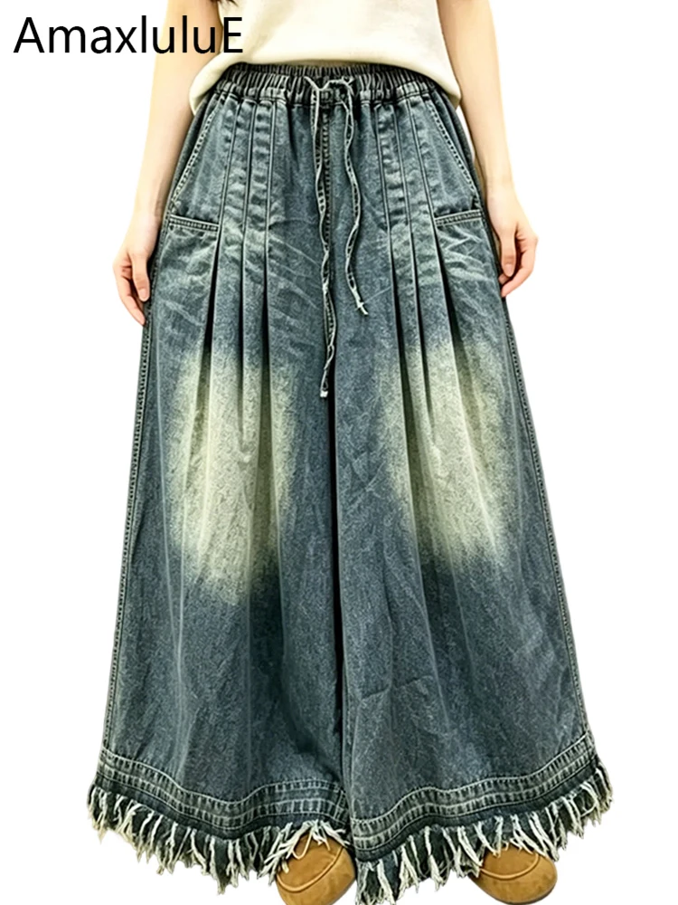 

Amax LuluE Summer Vintage Wide Leg Jeans Females British Design Loose Denim Pants Womens 2026 Classic Leisure Fashion Trousers