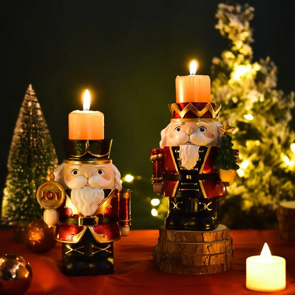 Party Resin Christmas Nutcracker Candlestick Desktop Decoration Aromatherapy Candlestick Base Calcifer Candlestick