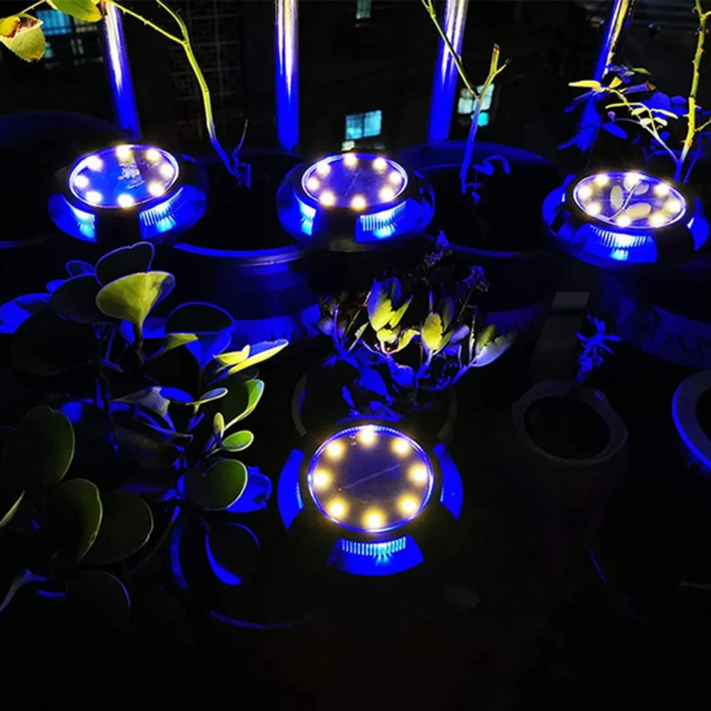 12LED Solar Underground Light Circular Outdoor Garden Solar Underground Light Deck Light Buried Solar Light Garden Decoration