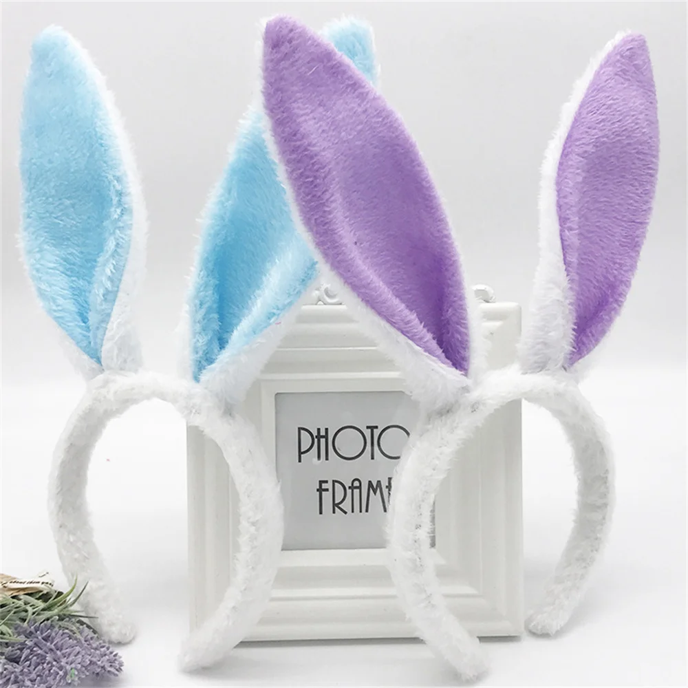 Christmas Gift Plush Rabbit Ears Hair Hoop Multicolor Sequins Hairband for Women Girls Children\'s Day Stage Performance Headband