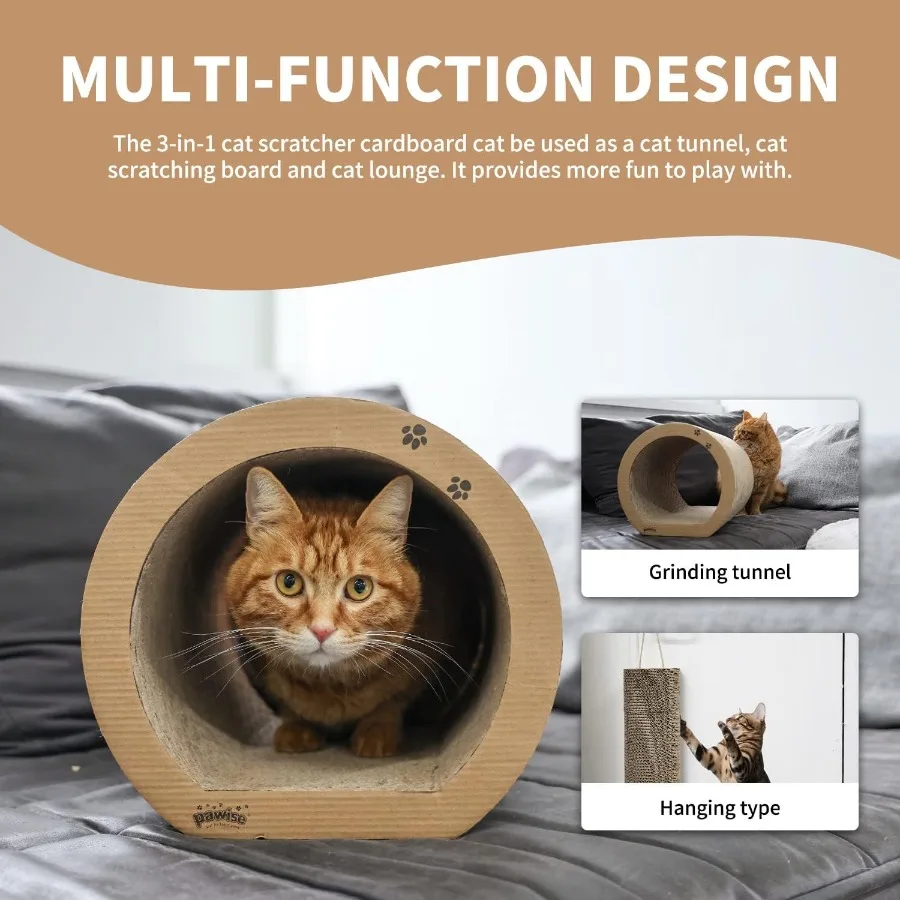 PAWISE 3 em 1 Cat Scratcher Cartão Reversível Scratch Pad Recarga para Gatos 13 X 12 X 11 Polegadas