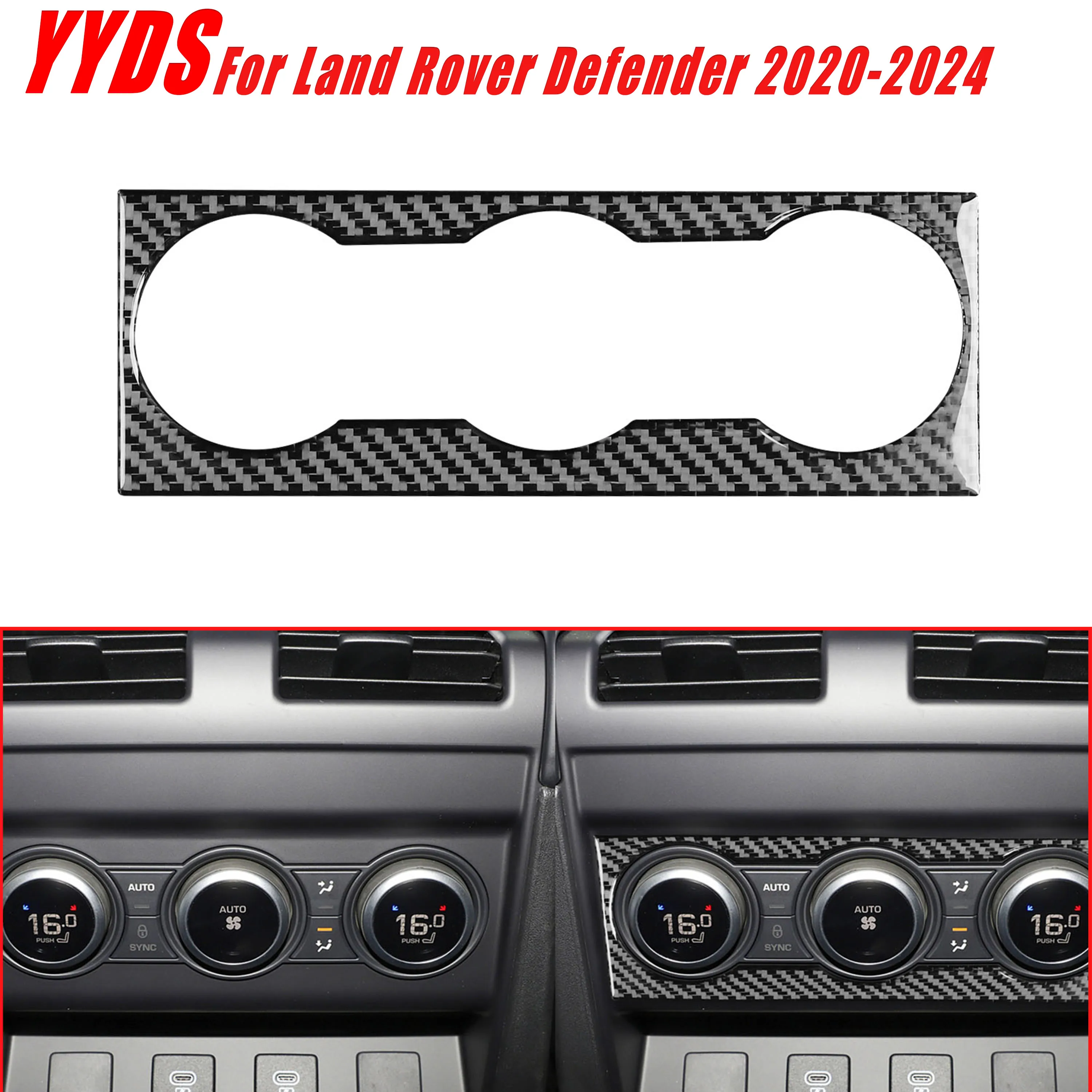 For Land Rover Defender 2020-2024 Real Soft Carbon Fiber Car Interior Rear Center Console AC Climate Control Switch Panel Cover