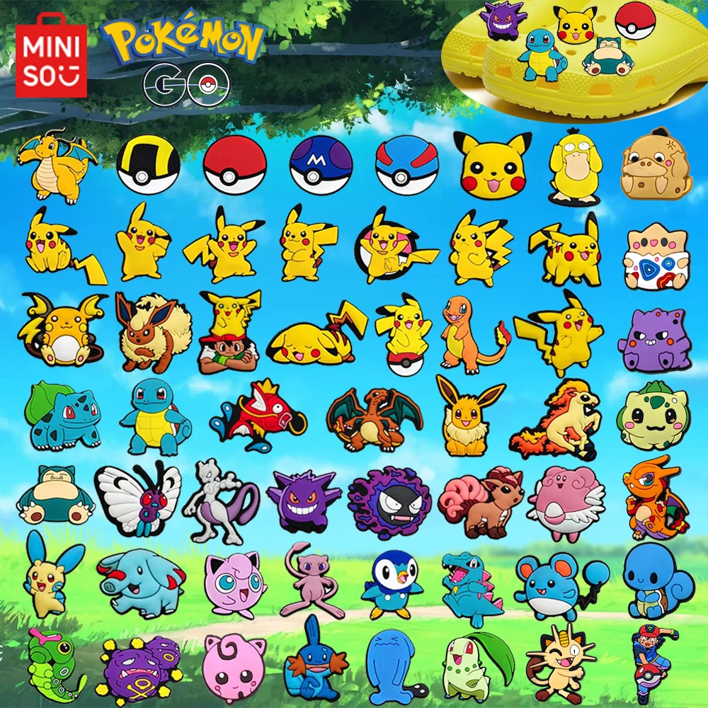 MINISO-Accesorios de dibujos animados de Pokémon Pikachu para niños y niñas, 1 piezas, dijes para zapatos, hebilla, zuecos, sandalias, alfileres,