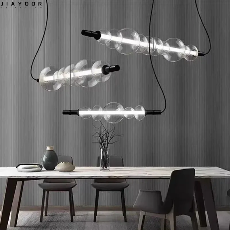 2024Modern Glass StripLed Pendant Light for Living and Dining Room Kitchen Food TablesBedroom Chandelie Home Decor Light Fixture