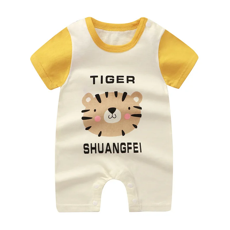 2024 New Summer Baby Clothing Newborn Boys Girls Short-sleeved Thin Section Open File Climbing Clothing Baby Jumpsuit Romper