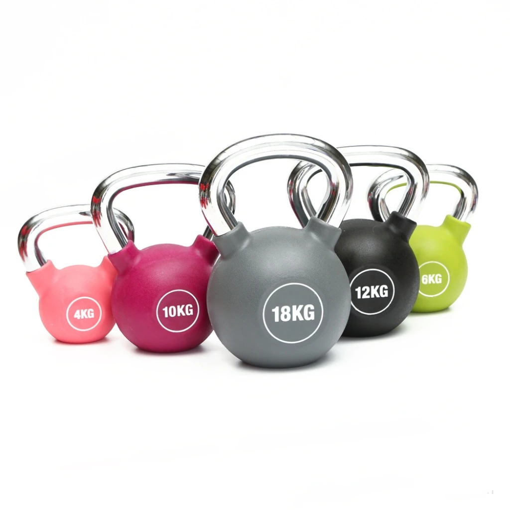 

Home Fitness Hot Sports Equipment PU Coated Kettlebell with Chrome Handle Free Weights