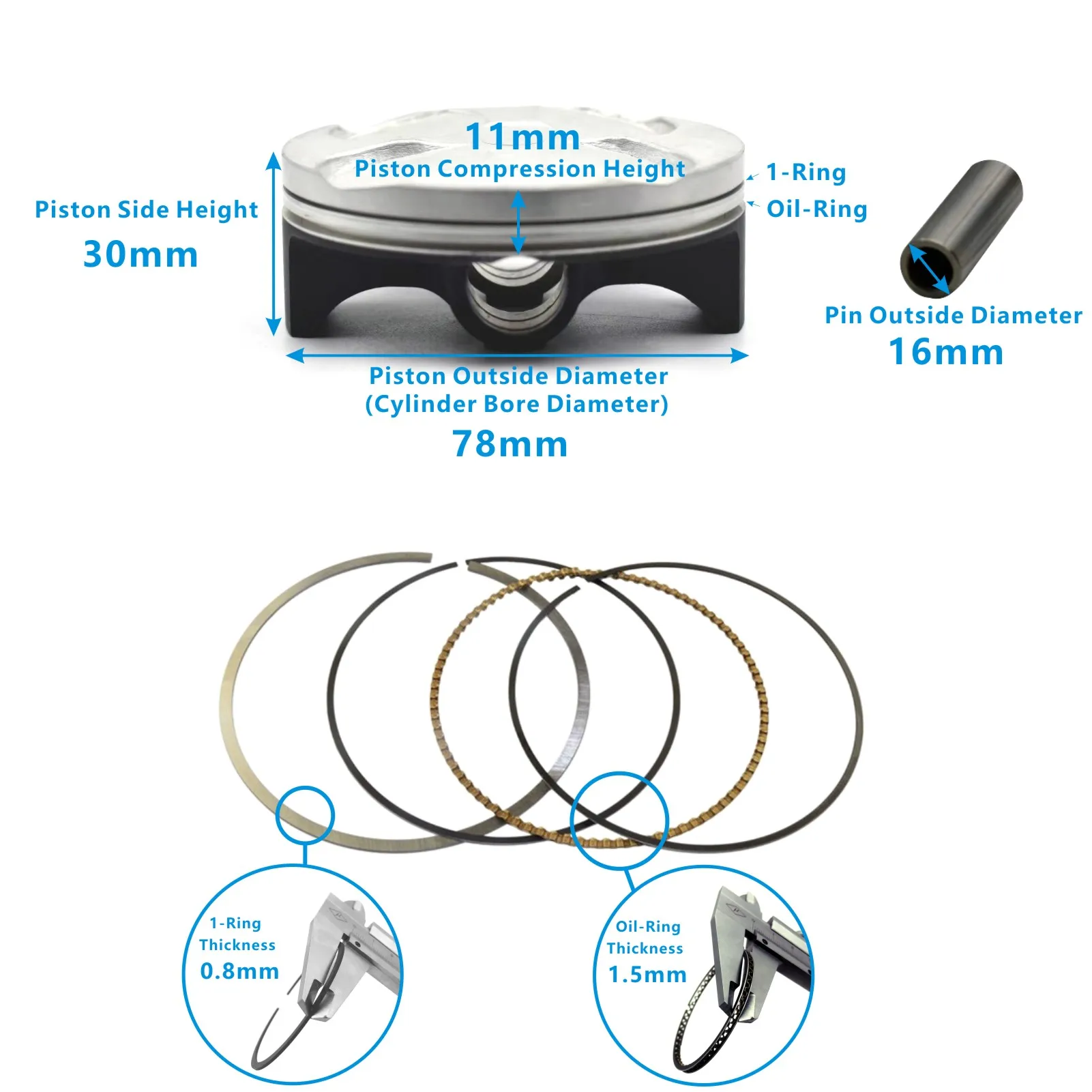 Tupo CRF250 Piston Kit 78mm Pin 16mm Or Rings For HONDA CRF250 CRF250R 2004-2009 CRF250X CRF 250 STD Plus