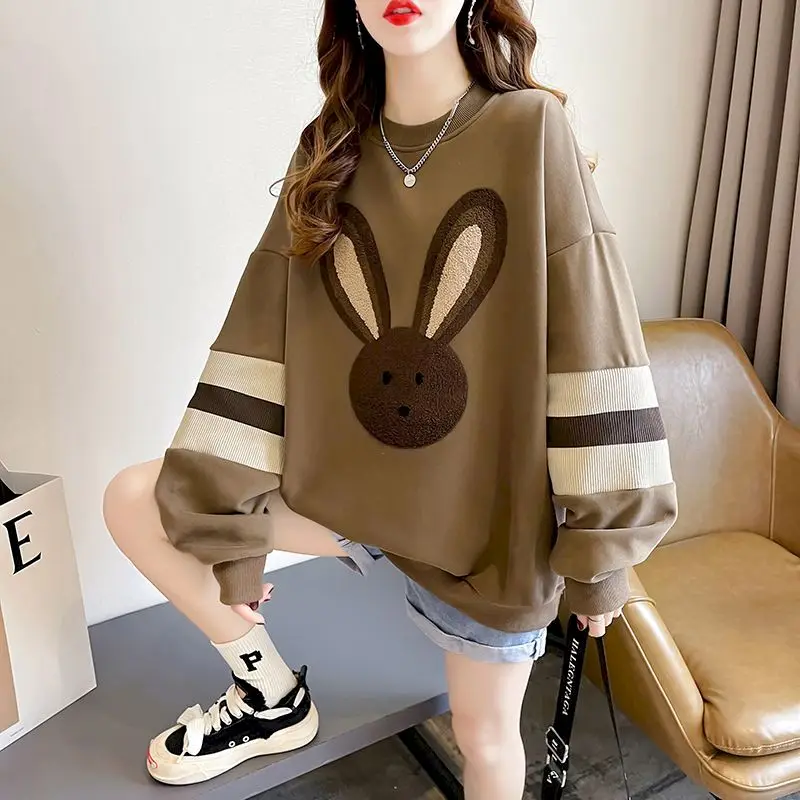 Peluche ispessito o-collo pullover top donna autunno inverno trendy pullover kawaii cappotto felpa casual allentata stile coreano y2k