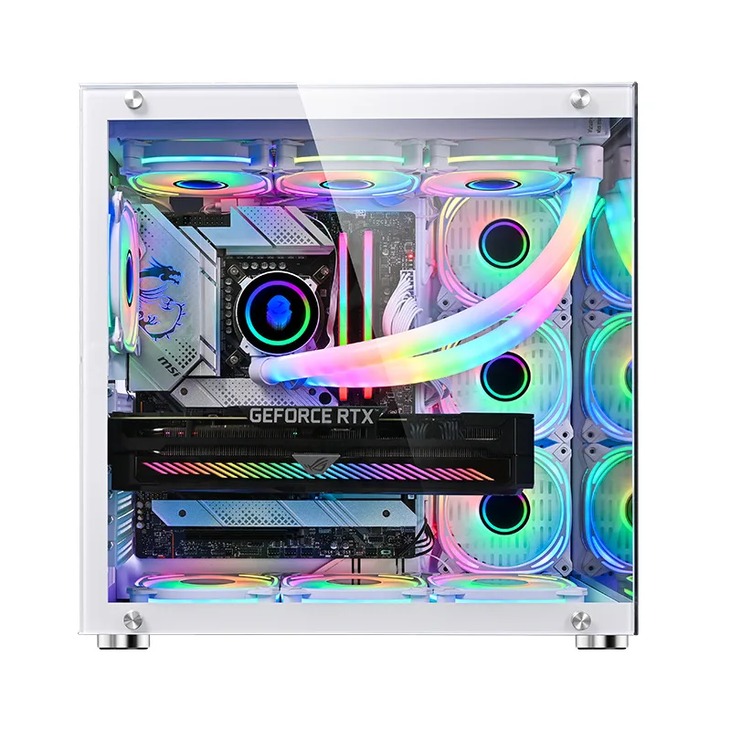 عرض ساخن لعام 2025 حافظة ألعاب كمبيوتر مكتبي عبر الحدود 360 حافظة زجاجية لغرفة عرض البحر المبردة بالماء حافظة ATX لعبة مقهى الإنترنت