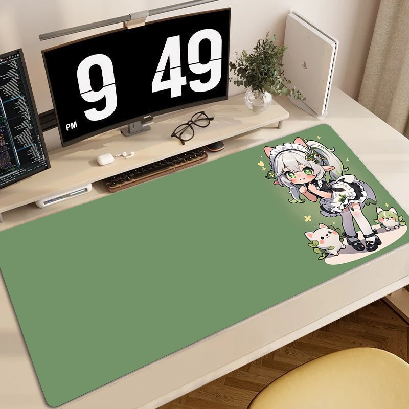 

Gamer Mousepad Kawaii Q Edition Genshin Impact Mouse Pad Anime Large Gaming Mouse Mat Game Locking Edge Keyboard Pads Desk Mat