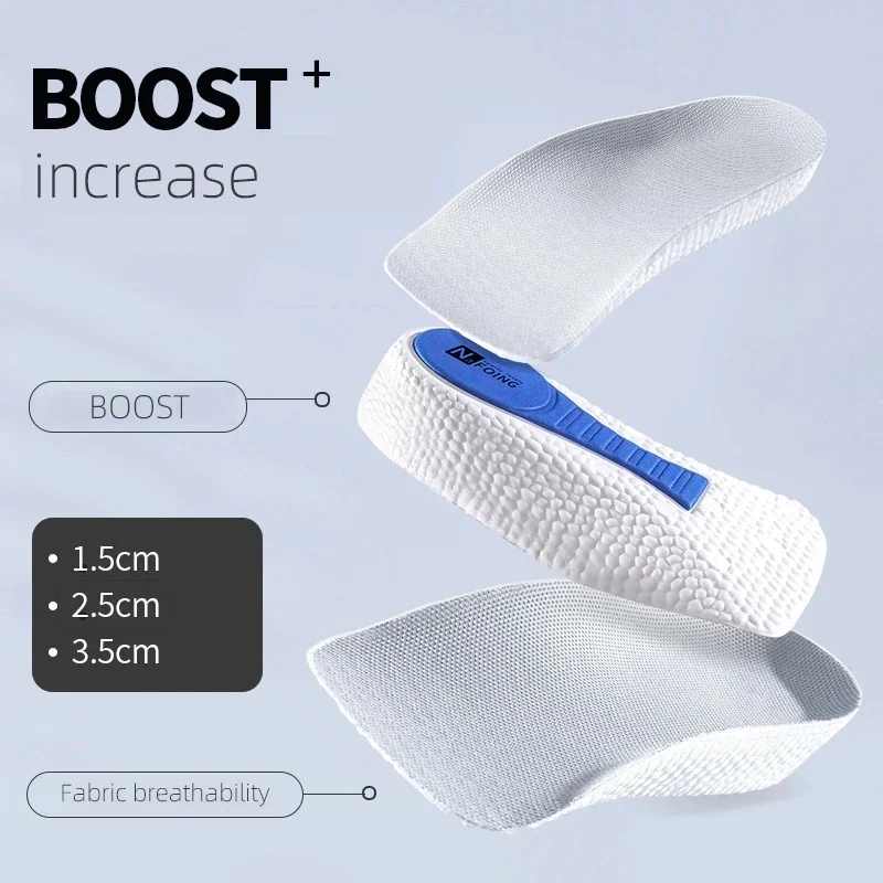 Height Increase Insoles Memory Foam Arch Support for Men Women Shoe Flat Feet Orthopedic Insole Sneakers Heel Lift Care Soft Pad