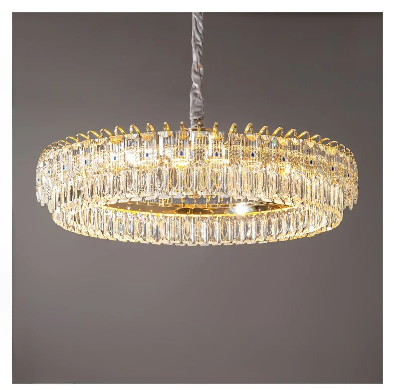 

GHJUYIOL Modern Living Room Crystal Pendant Light Luxury French Cream Style Bedroom Light