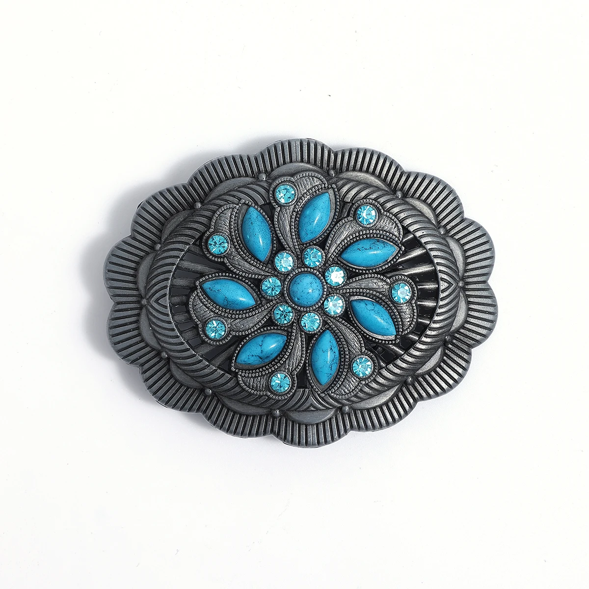 Western retro style turquoise inlaid belt buckle with various patterns, classic fashion versatile belt buckle.