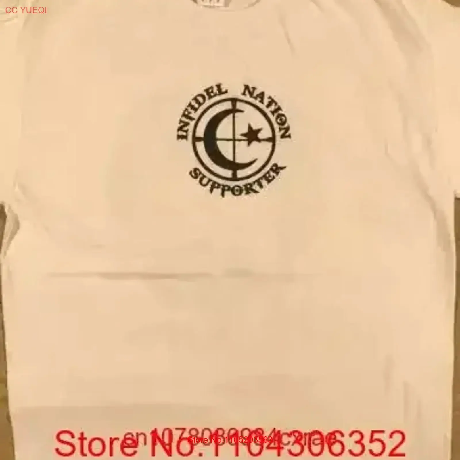 Infidel Nation Supporter Support Our Troops Med White T Shirt vintage Washed designer clothes Stretched Breathable fashion
