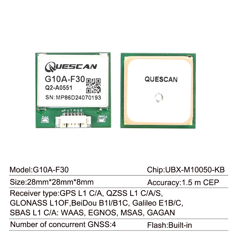 Quescan Standalone GPS GNSS Module Receiver Support GPS Galileo Beidou GLONASS QZSS SBAS,NMEA 0183 and UBX Protocol