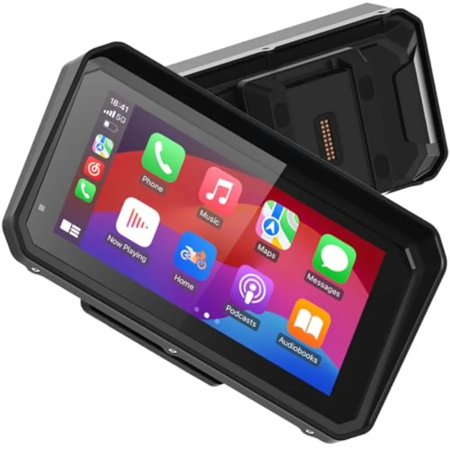 

BMW Motorcycle CarPlay HD Touch Screen: 6 Inch, 1200 Nits Bright, IP69K Waterproof, Black ABS Plastic, PlugPlay Lossless Instal