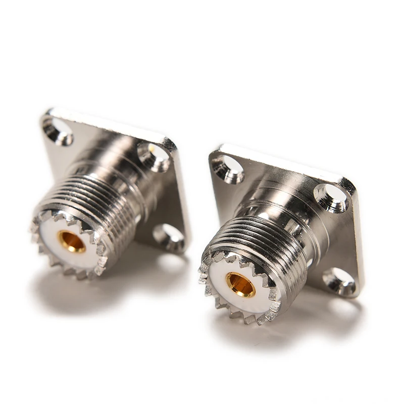 (Ce14)1Pc SO239 UHF Female SO239 4 Hole Jack Square Shape Solder Cup Coax Connector for Radio Video Female UHF Panel Mount SO239