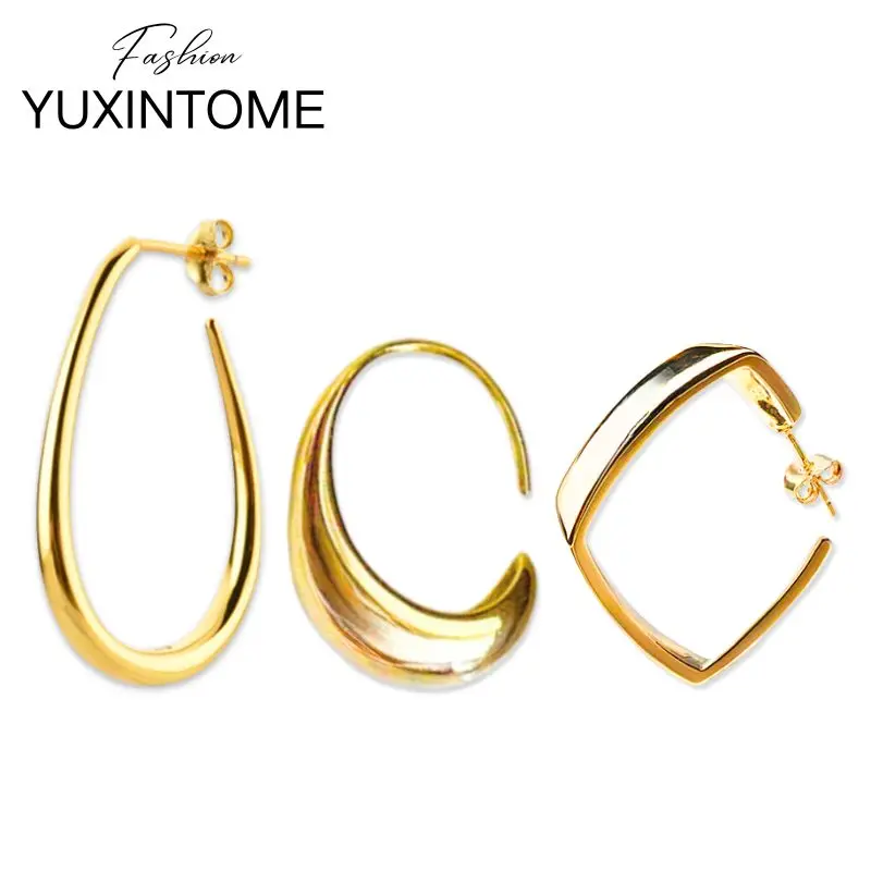 

925 Sterling Silver Needle Minimalist U Shape Stud Earrings for Women Fashion Geometry Piercing Big Earrings Party Fine Jewelry