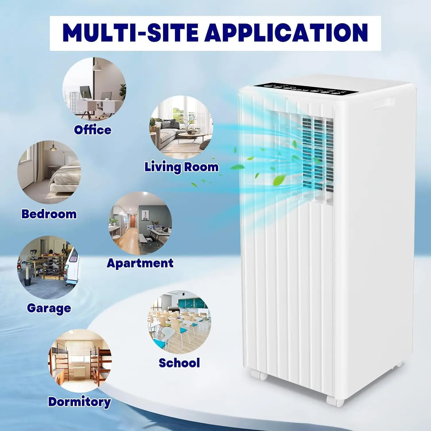 Condicionador de ar portátil com desumidificador fresco incorporado, unidade de CA, refrigerador até 350 pés quadrados, 8000BTU, novos upates, 2024