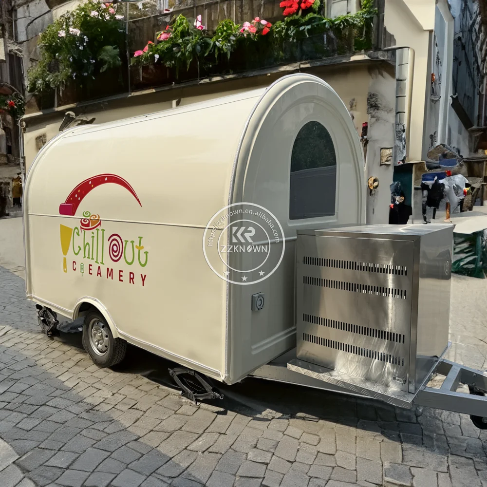 

Hot Dog Candy Catering with Full Kitchen Round Shape Mini Cheap Price Street Fast Food Cart Mobile Beverage Small Food Trailer