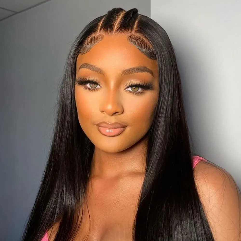 وصلات شعر مستقيمة من Megeen للنساء ، إغلاق دانتيل شفاف عالي الدقة ، انتزع مسبقًا ، خط شعر طبيعي ، لون أسود ، 4x4 ، 5x5 ، 6x6