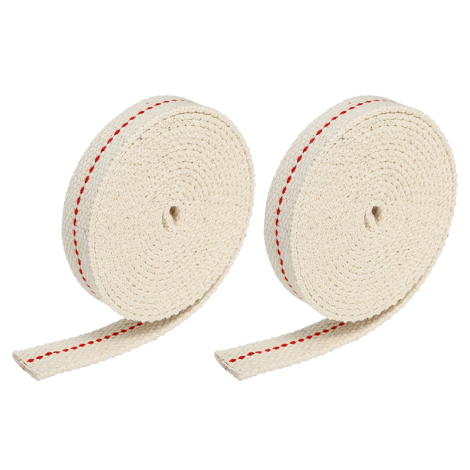 2 Roll Oil Lamp Wick Cotton Lanterns Wick with Black Stitch for Burner Lighting  13/15/20/22/25mm Flat 6.5/10 Foot