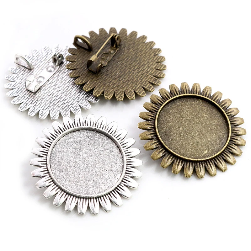 

New Fashion 5pcs 25mm Inner Size Antique Silver Plated Bronze Brooch Cameo Cabochon Base Setting Charm Pendant